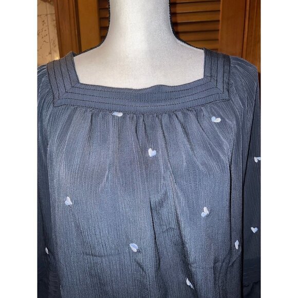 L C Lauren Conrad Dark Grey Heart Blouse -- L - Picture 3 of 8
